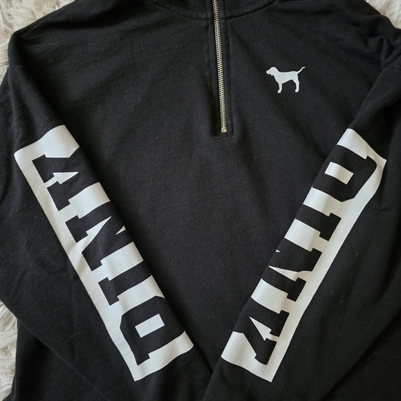 PINK Victoria's Secret Black Quarter-Zip Pullover - Size Medium - Picture 6 of 9